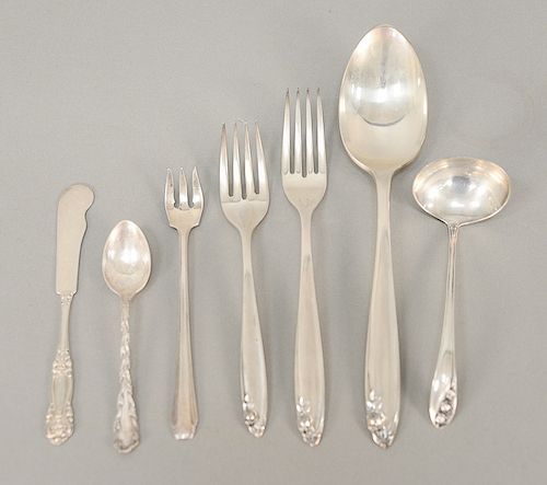 Sterling silver flatware in various patterns. 47 troy ounces