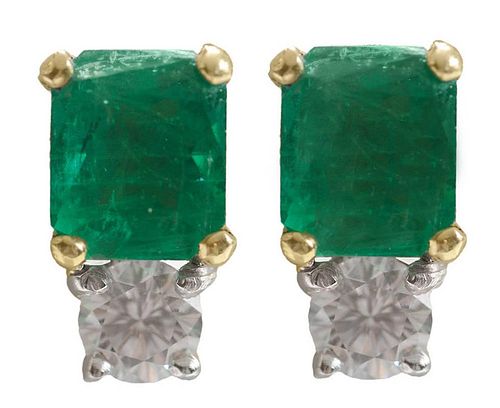 Emerald, Diamond Earrings