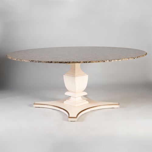 Neoclassical Style Painted Wood and Marble Table