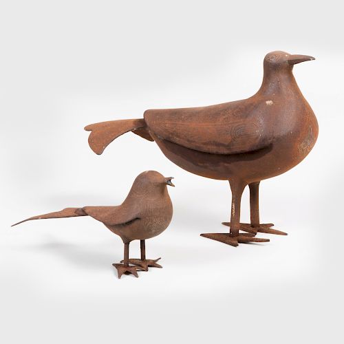 Two Modernist Style Metal Birds