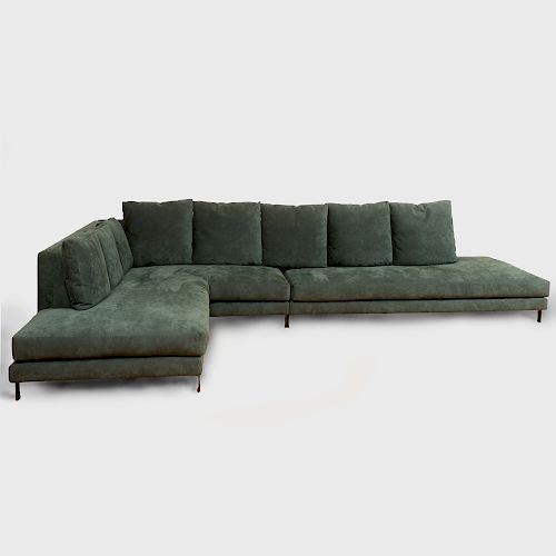 Minotti Green Suede Sofa