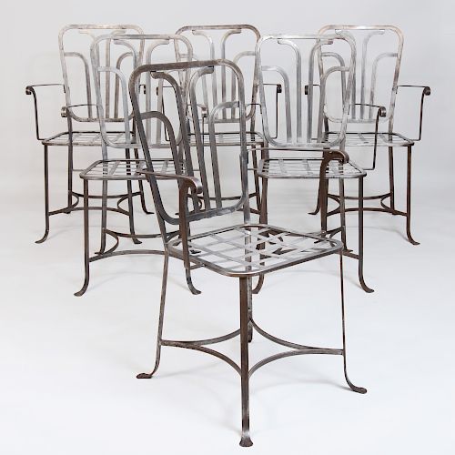 Set of Six Steel Arm Chairs