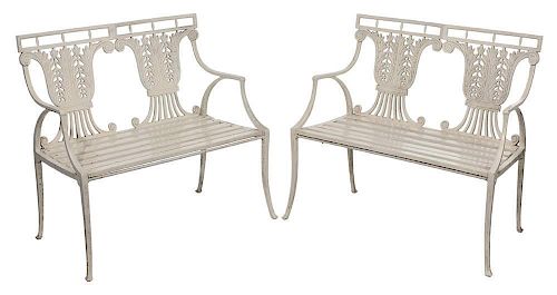 Pair Art Deco White-Painted Wrought