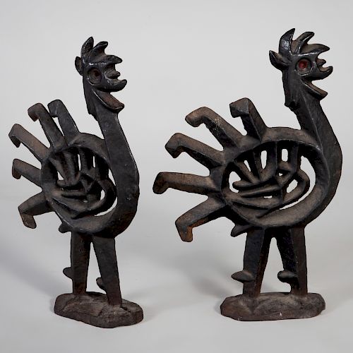 Pair of Modern Cast Iron Roosters