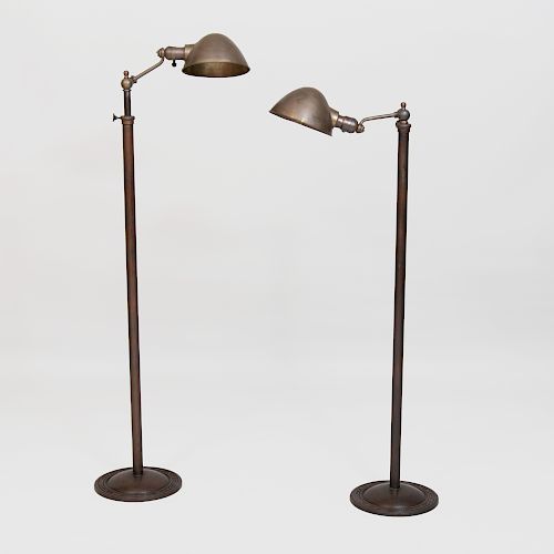 Pair of Bradley & Hubbard Bronze Adjustable Floor Lamps