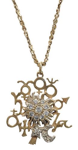 Astrological Motif Pendant, Chain