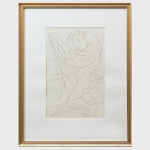 Pablo Picasso (1881-1973): Minotaure Embrassant une Femme