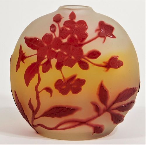 Émile Gallé Art Nouveau Cameo Glass Pillow Vase