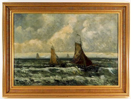 European Impressionist Stormy Seascape Painting