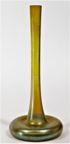 Tiffany Studios Favrile Gold Art Glass Stick Vase