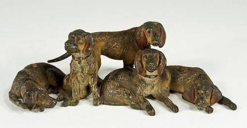 Austrian Vienna Bronze Hunting Dog Figural Group