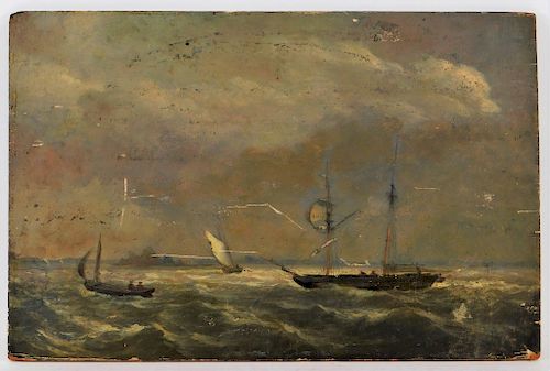 George Bonfield Stormy Naval Maritime O/B Painting