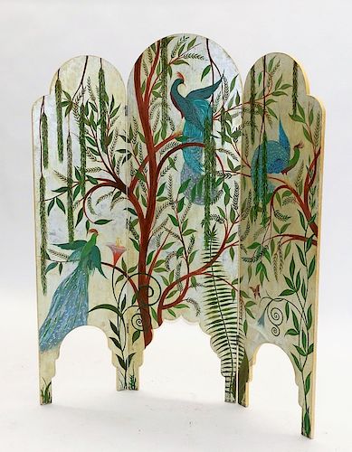 American Art Nouveau Painted Room Divider Screen