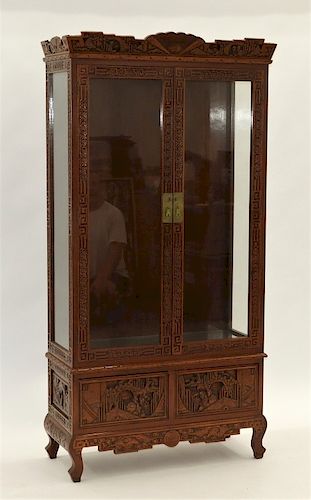 Chinese Carved Hardwood China Display Cabinet