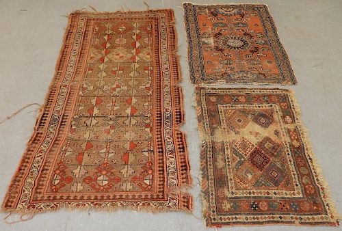 3 Persian Caucasian Small Wool Carpet Rugs