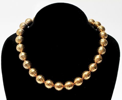 18K Yellow Gold Large Beads Necklace
