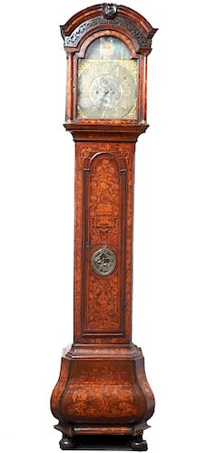 Dutch Marquetry Tall Case Clock w English Movement