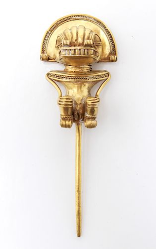 Pre-Columbian Gold Tairona Tumbaga Warrior Pin