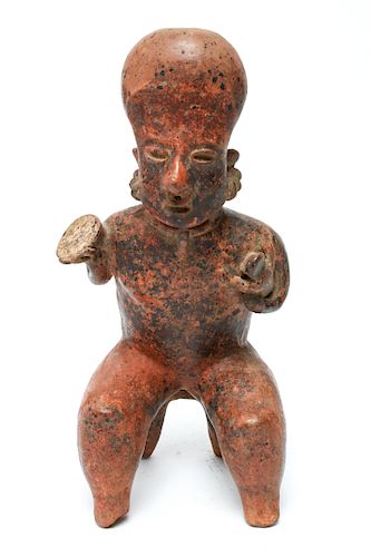 Pre-Columbian Nayarit Seated Woman w Baby Pottery