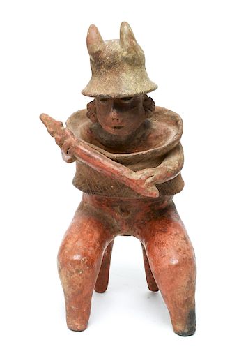 Pre-Columbian Nayarit Seated Warrior Pottery