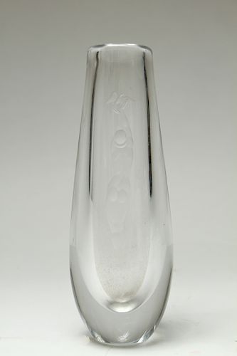 Mid Century Orrefors Vicke Lindstrand Crystal Vase