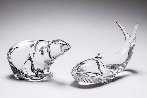 Colorless Glass Animal Figures incl. Kosta, 2