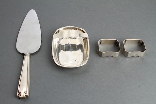 Art Deco Silver Napkin Rings, Ashtray Cake Knife 4