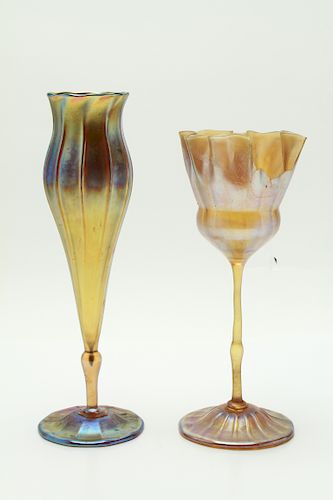 Tiffany Favrile Iridescent Art Glass Vases, 2