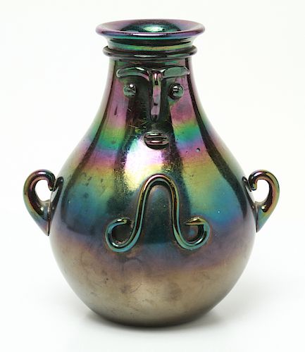 Contemporary Art Glass Vase w Face Decoration