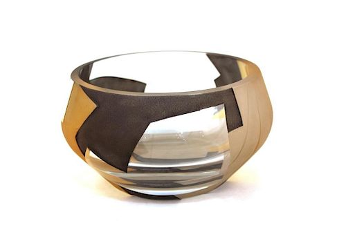 Rebecca Odom Art Glass Vase w Geometric Motif
