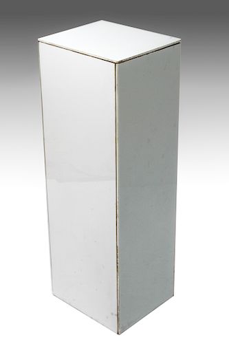 Modern Opaque White Glass Paneled Pedestal