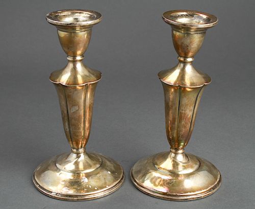 Neoclassical Sterling Silver Candlesticks, Pair