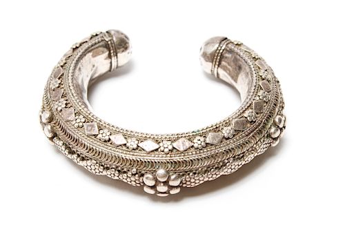 Yemen Tribal Silver Ornate Cuff Bracelet