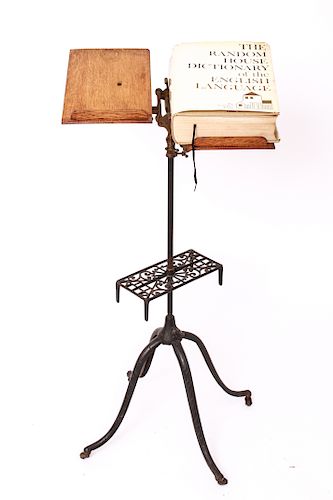 Victorian Cast Iron Book Stand w Dictionary