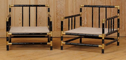 PAIR FAUX BAMBOO ARM CHAIRS BILLY HAINES