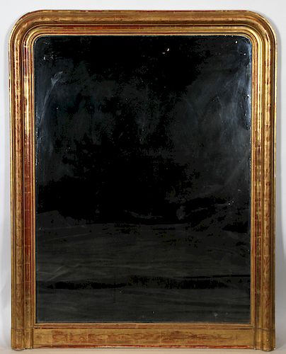 19TH C. LOUIS PHILIPPE GILT WOOD MIRROR ETCHED