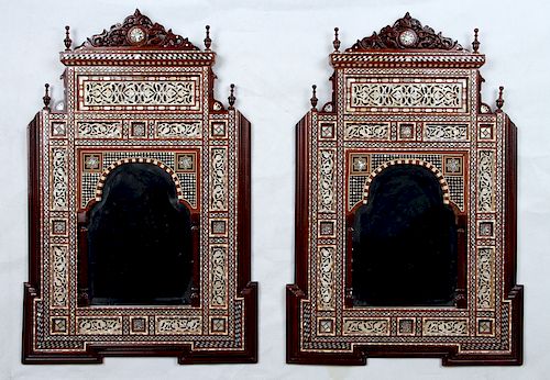 MATCHED PAIR MOTHER OF PEARL INLAID MIRRORS