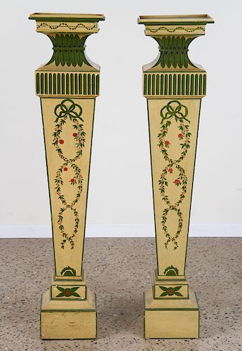 PAIR PAINTED PEDESTALS NEOCLASSICAL STYLE