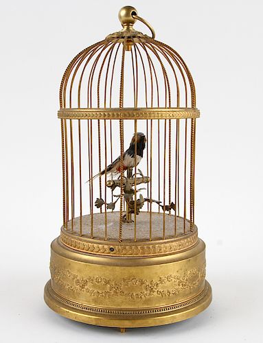 FRENCH SINGING BIRD IN CAGE AUTOMATON