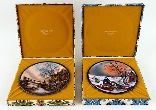TWO JEAN-PAUL LOUP CHRISTMAS PLATES 1973 AND 1974