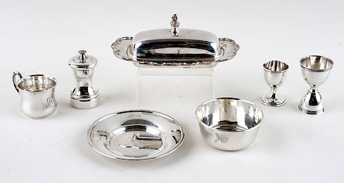 7PC STERLING & SILVERPLATE ARTICLES 7.91 TR OZ