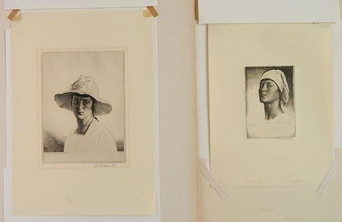 2 Gerald Brockhurst etchings