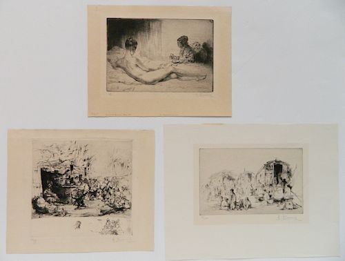 3 Auguste Brouet etchings