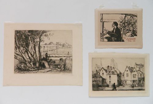 August Lepere- 2 etchings and 1 woodcut