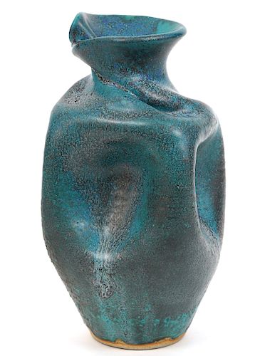 Ernst & Alma Lorenzen Blue Uniquely Shaped Vase