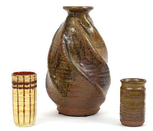 3 Pierre Legault Stoneware & Ceramic Vases