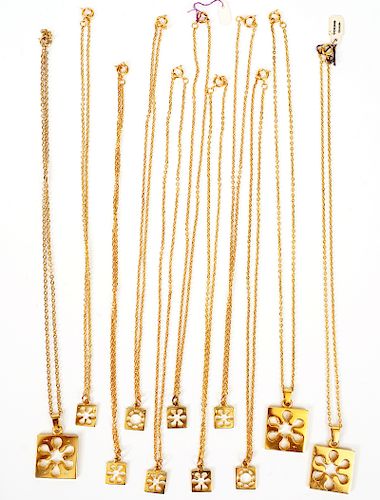 11 Signed Bernard Chaudron Gold Plated Necklaces