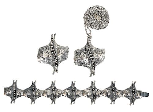 Guy Vidal Necklace, Bracelet & Pin Set