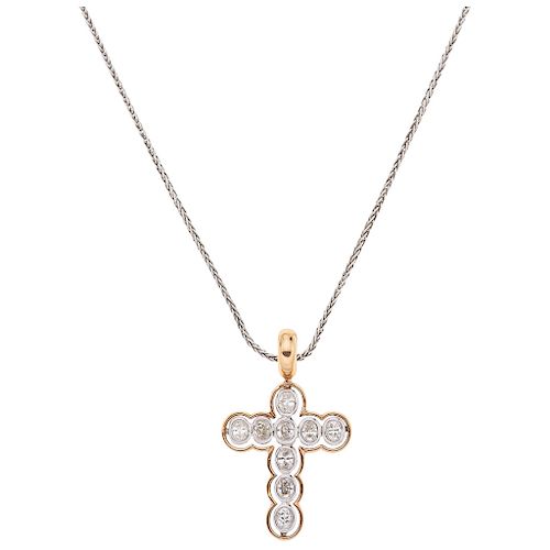 A diamond 18K white and rose gold pendant and necklace.