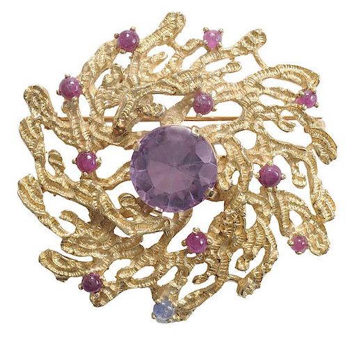 Gold Floral Amethyst and Gemstone